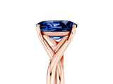 Rose gold Oval Cut Blue Sapphire Solitaire Twist Band Prong Setting Ring_53
