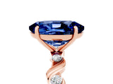 Rose gold Oval Cut Blue Sapphire Solitaire Twisted Band with Round  Accents and Prong Setting_17