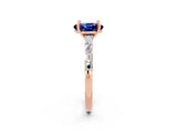 Rose gold Oval Cut Blue Sapphire Solitaire with Side Baguettes and Channel Set Band_2