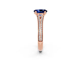 Rose gold Oval Cut Blue Sapphire Split Shank Engagement Ring with Pavé Band_2