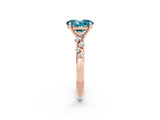 Rose gold Oval Cut Blue Topaz Cluster Side Stone Solitaire Ring with Prong Setting_26