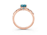 Rose gold Oval Cut Blue Topaz Cluster Side Stone Solitaire Ring with Prong Setting_27