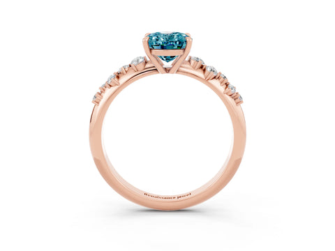 Rose gold Oval Cut Blue Topaz Cluster Side Stone Solitaire Ring with Prong Setting_27