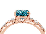Rose gold Oval Cut Blue Topaz Cluster Side Stone Solitaire Ring with Prong Setting_28