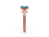 Rose gold Oval Cut Blue Topaz Engagement Ring with Milgrain Channel Set Band and Prong Setting_2