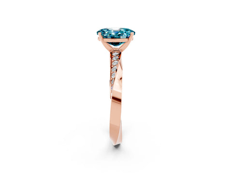 Rose gold Oval Cut Blue Topaz Engagement Ring with Side Stone Accents and Four-Prong Setting_29