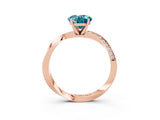 Rose gold Oval Cut Blue Topaz Engagement Ring with Side Stone Accents and Four-Prong Setting_30