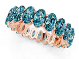 Rose gold Oval Cut Blue Topaz Eternity Band with Shared Prong Setting_1