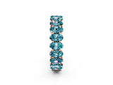 Rose gold Oval Cut Blue Topaz Eternity Band with Shared Prong Setting_2