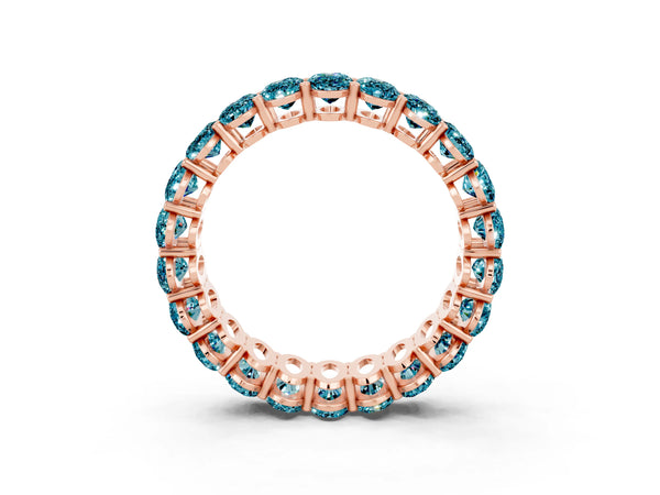 Rose gold Oval Cut Blue Topaz Eternity Band with Shared Prong Setting
