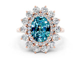 Rose gold Oval Cut Blue Topaz Floral Double Halo Engagement Ring with Prong Setting_66