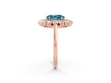 Rose gold Oval Cut Blue Topaz Floral Double Halo Engagement Ring with Prong Setting_68