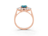 Rose gold Oval Cut Blue Topaz Floral Double Halo Engagement Ring with Prong Setting_69