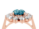 Rose gold Oval Cut Blue Topaz Floral Double Halo Engagement Ring with Prong Setting_70