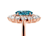 Rose gold Oval Cut Blue Topaz Floral Double Halo Engagement Ring with Prong Setting_71