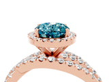 Rose gold Oval Cut Blue Topaz Halo Ring with Round Split Shank and Prong Setting_52