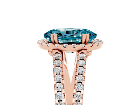 Rose gold Oval Cut Blue Topaz Halo Split Shank Engagement Ring_17