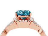 Rose gold Oval Cut Blue Topaz  Halo Twist Band Solitaire Prong Setting Ring_28