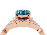 Rose gold Oval Cut Blue Topaz  Halo Twist Band Solitaire Prong Setting Ring_46