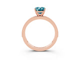 Rose gold Oval Cut Blue Topaz Milgrain Pavé Engagement Ring with Four-Prong Setting_15
