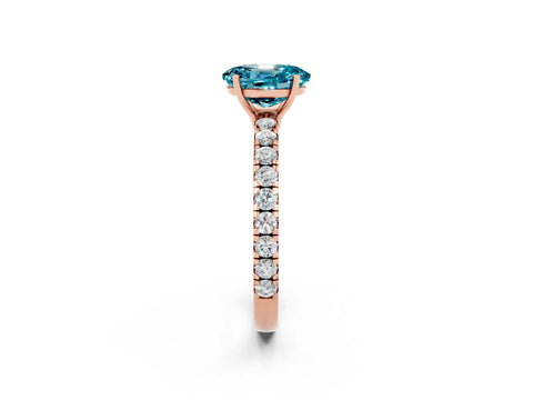 Rose gold Oval Cut Blue Topaz Pavé Solitaire Engagement Ring with Four-Prong Setting_14
