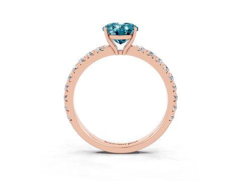 Rose gold Oval Cut Blue Topaz Pavé Solitaire Engagement Ring with Four-Prong Setting_15