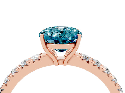 Rose gold Oval Cut Blue Topaz Pavé Solitaire Engagement Ring with Four-Prong Setting_16