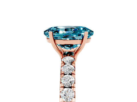 Rose gold Oval Cut Blue Topaz Pavé Solitaire Engagement Ring with Four-Prong Setting_17
