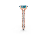 Rose gold Oval Cut Blue Topaz Pavé Solitaire Ring with Round Band and Prong Setting_26