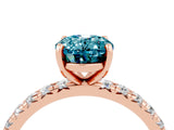 Rose gold Oval Cut Blue Topaz Pavé Solitaire Ring with Round Band and Prong Setting_28