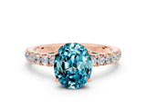 Rose gold Oval Cut Blue Topaz Pave Band Solitaire Ring with Four-Prong Setting_24