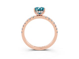 Rose gold Oval Cut Blue Topaz Pave Band Solitaire Ring with Four-Prong Setting_27