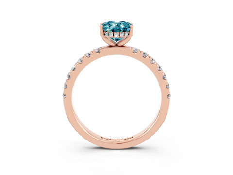Rose gold Oval Cut Blue Topaz Pave Band Solitaire Ring with Four-Prong Setting_27