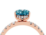 Rose gold Oval Cut Blue Topaz Pave Band Solitaire Ring with Four-Prong Setting_28