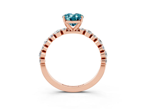 Rose gold Oval Cut Blue Topaz Prong Set Engagement Ring with Pavé Band_3