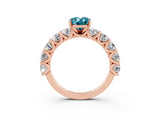 Rose gold Oval Cut Blue Topaz Prong Setting with Side Stones on a Pave Band_3