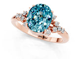 Rose gold Oval Cut Blue Topaz Ring with Side Stones and Four-Prong Setting_73
