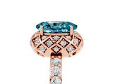 Rose gold Oval Cut Blue Topaz Scalloped Halo Engagement Ring with Round Shared Prong Band_17