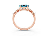 Rose gold Oval Cut Blue Topaz Scattered Round Accent Ring with Prong Setting_15