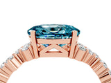 Rose gold Oval Cut Blue Topaz Scattered Round Accent Ring with Prong Setting_16