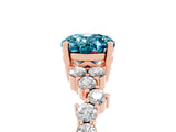 Rose gold Oval Cut Blue Topaz Scattered Round Accent Ring with Prong Setting_17