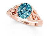 Rose gold Oval Cut Blue Topaz Solitaire Celtic Knot Ring with Four-Prong Setting_13