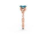 Rose gold Oval Cut Blue Topaz Solitaire Celtic Knot Ring with Four-Prong Setting_14