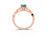 Rose gold Oval Cut Blue Topaz Solitaire Celtic Knot Ring with Four-Prong Setting_15