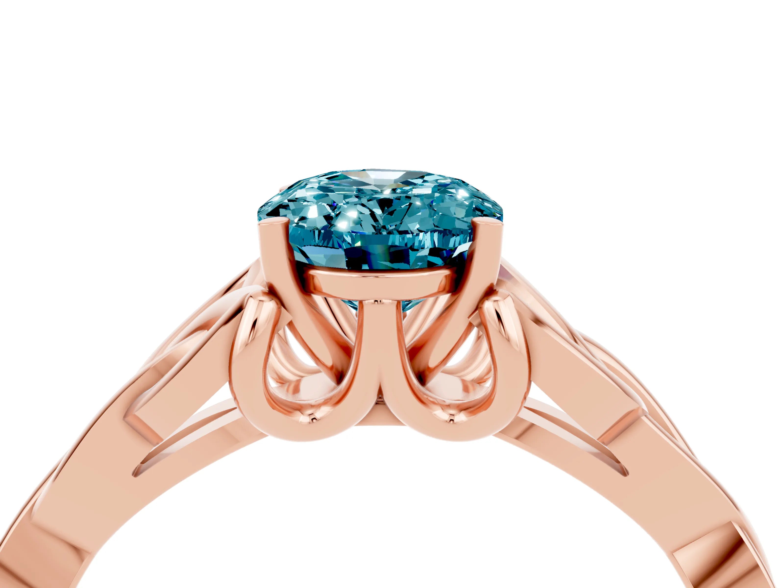 Rose gold Oval Cut Blue Topaz Solitaire Celtic Knot Ring with Four-Prong Setting_16