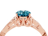 Rose gold Oval Cut Blue Topaz Solitaire Celtic Knot Ring with Four-Prong Setting_16