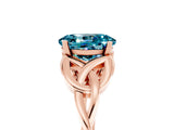 Rose gold Oval Cut Blue Topaz Solitaire Celtic Knot Ring with Four-Prong Setting_17