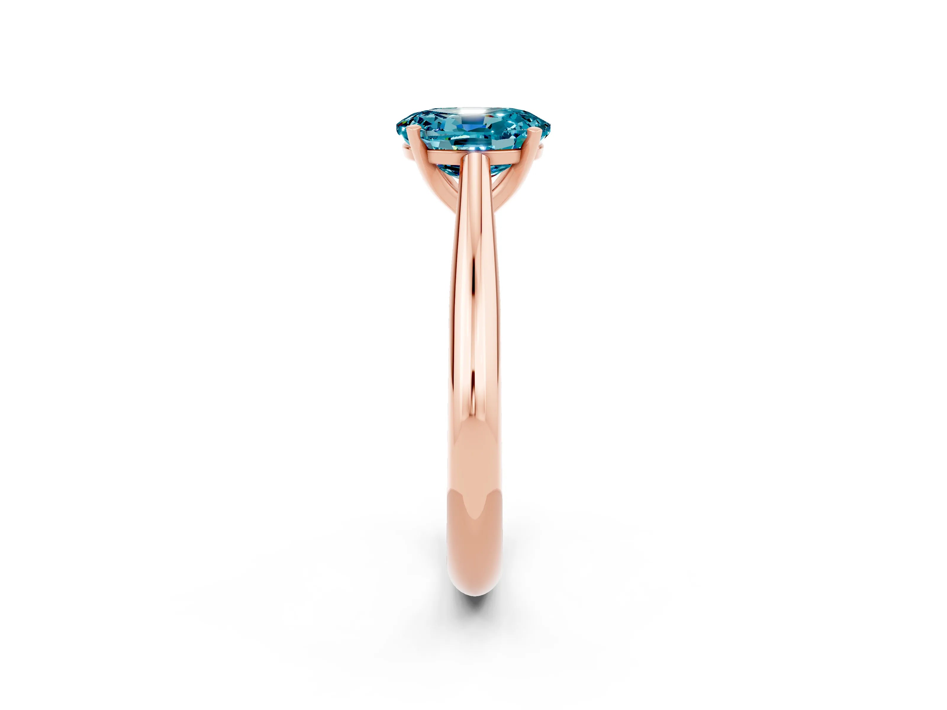 Rose gold Oval Cut Blue Topaz Solitaire Engagement Ring with Cathedral Setting and Four-Prong Mount_14