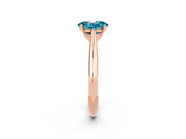 Rose gold Oval Cut Blue Topaz Solitaire Engagement Ring with Cathedral Setting and Four-Prong Mount