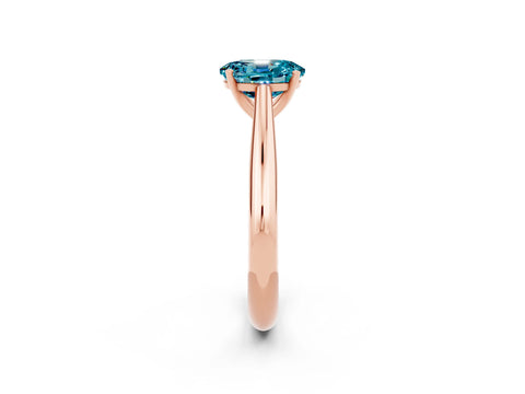 Rose gold Oval Cut Blue Topaz Solitaire Engagement Ring with Cathedral Setting and Four-Prong Mount_14